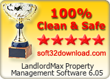 LandlordMax Property Management Software 6.05 Clean & Safe award